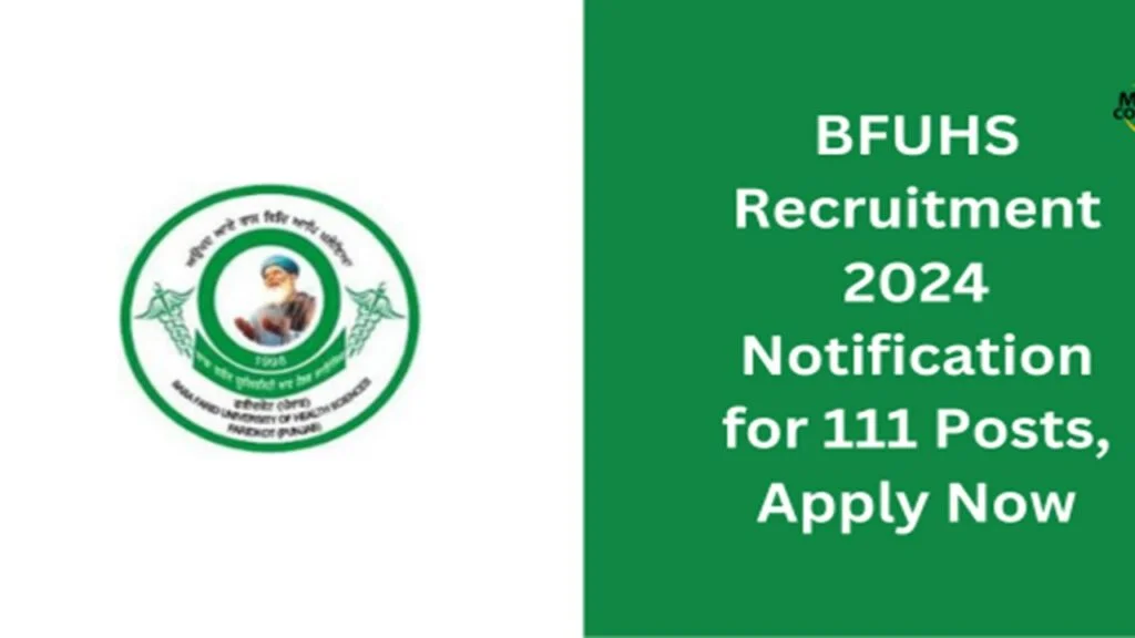 BFUHS Recruitment 2024 Notification for 111 Posts | Online Form