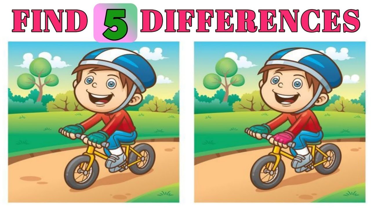 Optical Illusion Find 5 Differance cycle and boy