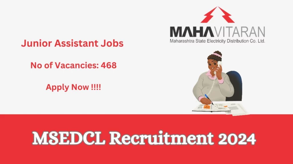 MAHADISCOM Junior Assistant Jobs Notification 2024 for 468 Posts | Apply Online