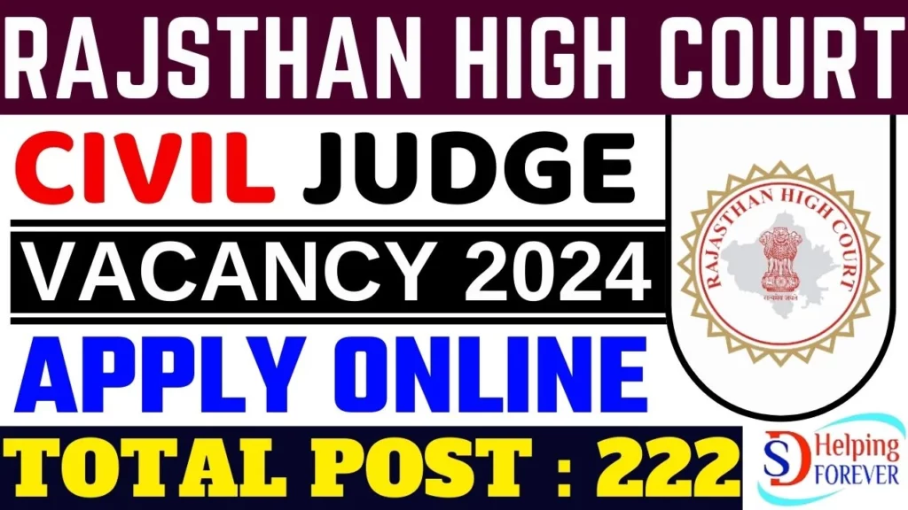 Rajasthan High Court Recruitment 2024 Notification 222 Posts – Apply Now