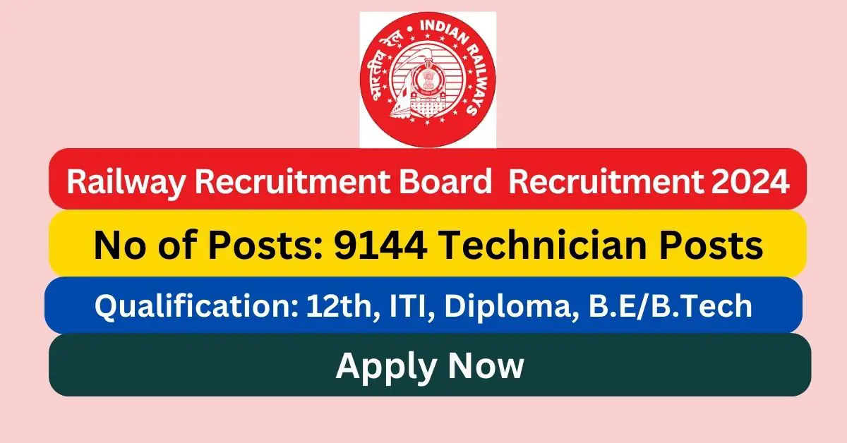 RRB Recruitment 2024 9144 Technician Posts Apply Now