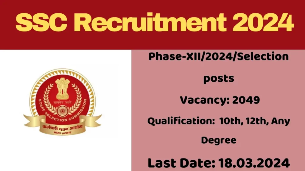 SSC Recruitment 2024 Notification for 2049 Posts | Online Apply