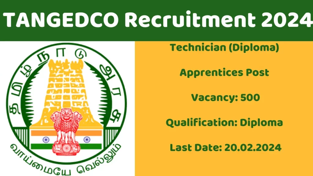 TANGEDCO Technician Apprentice Jobs Notification 2024 for 500 Posts | Online Form